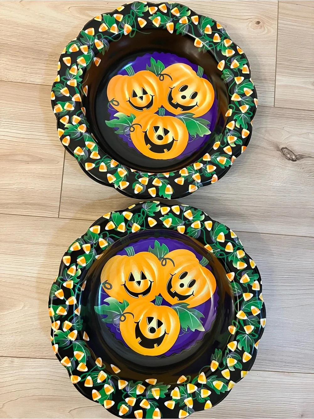 Two Halloween Pumpkin candy corn bowls